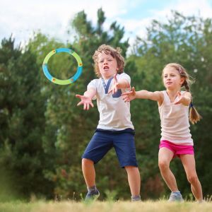 CGGUE อีวา ของเล่นดิสก์บินกลางแจ้ง กำลังขว้าง จับ ของเล่นจานบินแบบโปร่ง ฟลายอิ้งสปอร์ต แบบโต้ตอบ วงแหวนบินเสียงอเนกประสงค์ กีฬากลางแจ้ง