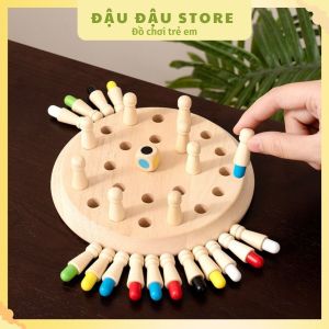 Bộ cờ trí nhớ màu sắc bằng gỗ Trò chơi cờ trí nhớ cho bé Đậu Đậu Store