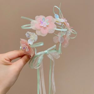 DFGFIN Party Headwear Artificial Flower Crown Sweet Children Hair Accessories Floral Hair Hoop High Quality Wedding Headband Girls Gift
