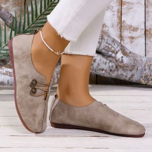 Plus Size Flat Casual Shoes For Women New Spring And Autumn Flat Round-Toe Shallow Moccasins For Women