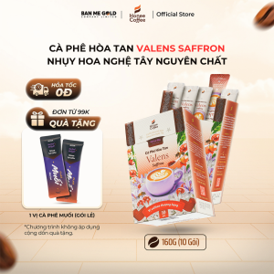 [MUA 2 TẶNG 1] Cà phê VALENS SAFFRON hòa tan - Cà phê sấy lạnh - Nhụy hoa nghệ tây tốt cho sức khỏe - Hộp 10 gói