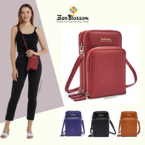 ZenBlossom Tas Selempang HP Wanita Kulit Tiga Ruang Naila