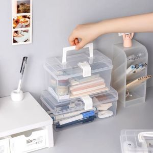 MMLUCK โปร่งใสโปร่งใส กล่องเก็บของสำหรับเก็บ กันน้ำกันน้ำได้ จุได้มาก เคสสำหรับเก็บของ ง่ายๆ พลาสติกทำจากพลาสติก ตัวจัดระเบียบเดสก์ท็อป บ้านห้องสำนักงาน