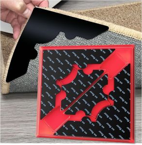 Rug Non Slip Grippers Reusable Rug Tape Pads for Hardwood Floors Strong Carpet Gripper for Area Rugs No Damaging for Floor 16Pcs