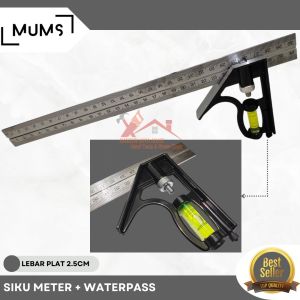 BjA Penggaris Siku L Waterpass Kombinasi Square Ruler Sudut 30cm 12" Inch