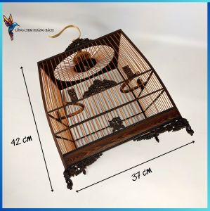 Lồng chim chào mào triện hoa mai tự ráp lồng chào nóc tròn gỗ mun cao cấp đã ráp sẵn 4 mặt