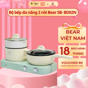 Mô tả sản phẩm Bếp điện đôi Bear SB-BD02N - Nồi điện đa năng tiện lợi tiết kiệm thời nấu nướng dành cho sinh viên gia đình ít người
