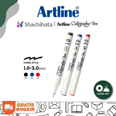 Artline Calligraphy Pen Black Blue Red - Pena Arabic Lengkap