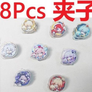 8Pcs/Set Game Cartoon Acrylic Paper Clip Herta Tribios Anaxa Aglaea Khaslana Phainon Hyacinthia Castorice Mydei Decorative Bookmark Binder Clips Birthday Gift