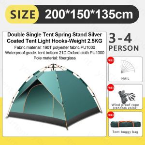 BYCON  Tent 6-12 people outdoor automatic double door camping tent dual-purpose double-layer tent family waterproof camping tent