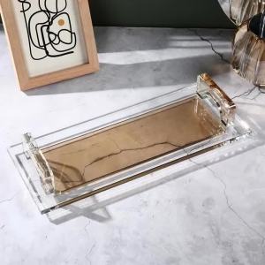 xpkQ Crystal Glass Storage Trays Modern Luxury Storage Trays Handle Rectangular Decorative Tray Kitchen Organization Accessories 6K4N7
