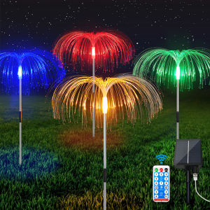 SXH LED Solar Fiber Optic Light Jellyfish Light Outdoor Decorative Light Spring Festival New Year Garden Ground Insert Atmosphere Light Decorative Light
