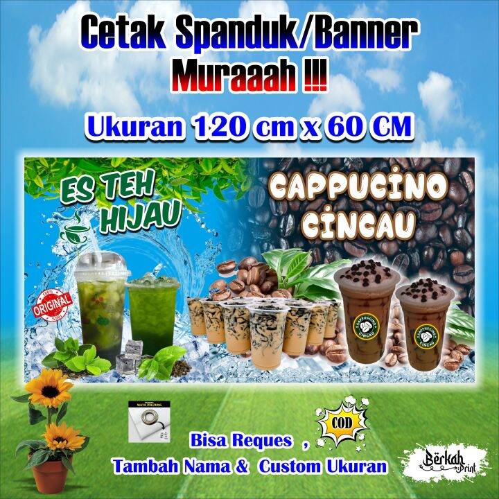 Spanduk Banner Es Teh Hijau & Cappucino Cincau Ukuran 120 cm x 60 ...