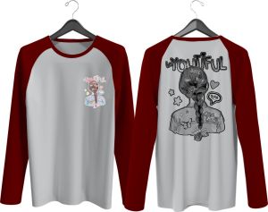 Kaos Atasan Wanita Lengan panjang / Kaos raglan sablon youtiful blkng / Kaos Cewek/ Kaos Oblong/ Baju Kaos Tshirt/ Tshirt wanita/ Tshirt cewek/ Baju Wanita
