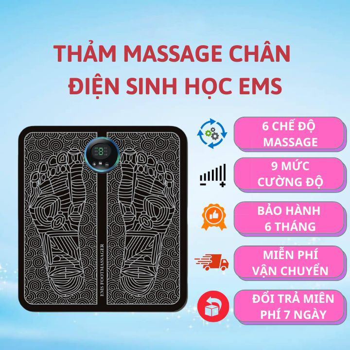 Máy massage bàn chân thảm massage chân ems xoa bép bấm huyệt bàn và bắp chân giúp giảm đau mỏi chân thảm mát xa chân thông minh màn hình ledThảm massage chân EMS giúp lưu thông khí huyết, giảm đau mỏi chân, chăm sóc sức khỏe