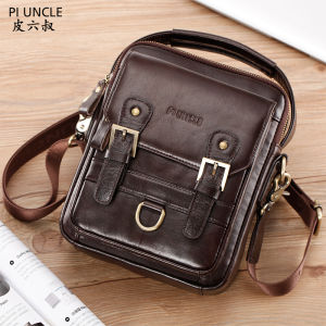 2021 Brand Vintage Natural Cowhide Male Top-handle Handbags Shoulder Messenger Bag for Men Genuine Leather Cross Body Bags Business High Quality Leather Shoulder Bag for Male Small Tablet Messenger Bag Fashion Mens Satchels Little Bag Casual