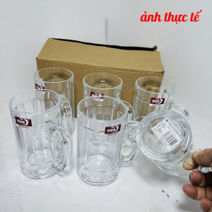 Ly thủy tinh có quai cầm combo 6 ly thủy tinh Deli 335ml chuyên làm ly uống bia dieulinhshop
