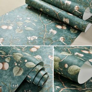 MAOMEI STORE Vải không dệt Giấy dán tường hoa và chim Đáy bằng giấy nhôm Chống thấm nước Giấy dán tường tự dính Đa năng Trang trí Giấy dán tường nền TV cho phòng khách