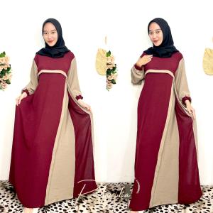 RAYGITA Dress Gamis Abaya Cringkle Airflow Cantik Kekinian 2 Layer LD 110-120