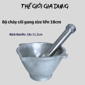 bộ chày cối bằng gang-sang-sịn dụng cụ nhà bếp an toàn tuyệt đối