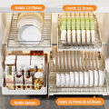 Veckle Pull-out Basket for Kitchen Cabinet Stainless Steel Dish Rack Organizer Pullout Shelves Plates Organizer. 