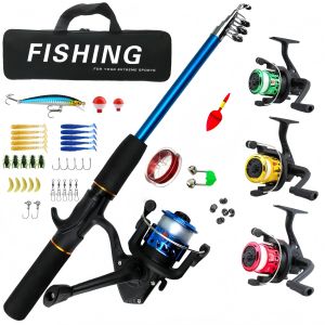 Fishing Rod Set Telescopic Fishing Rod Pole with Spinning Reel Combo Fishing Rod Kit