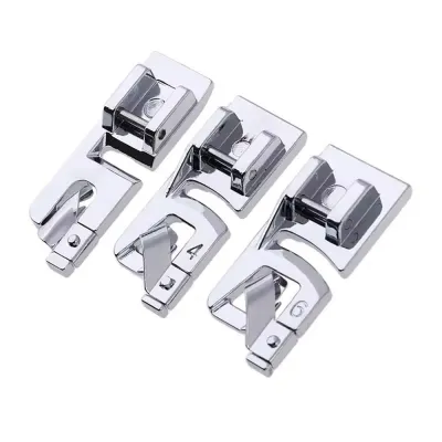CANGMOTION 3Pcs/Set Narrow Rolled Hem Sewing Machine Presser Foot Metal 3/4/6mm Hem Presser Foot Durable Universal Household Sewing Tool for Household Multi-Function Sewing Machines