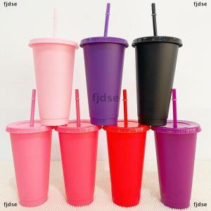 [COD] fjdse แก้วน้ำดื่มพร้อมหลอดแบบใช้ซ้ำได้พร้อมฝาขวดน้ำผงแฟลชแก้วน้ำพลาสติกแก้วหลอดสำหรับดื่มน้ำเย็น