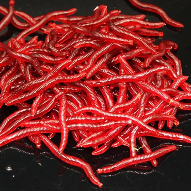 Best Price Suke 50pcs 100pcs 200pcs 4cm Tackle Fishy Smell Bass Fishing  Lure bloodworm EarthWorm Worm Red Baits