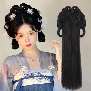 JON09 Synthetic Hanfu Wig Headband Vintage Headwear Long Hanfu Cosplay HairPieces Dance Accessory Wigs Straight Chinese Ancient Wig Women