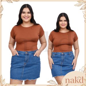 NAKD FASHION BIZZY DOUBLE LINING ROUND BASIC DAILY CASUAL SEAMLESS BLOUSE PLUS SIZE WOMEN TOP 5097