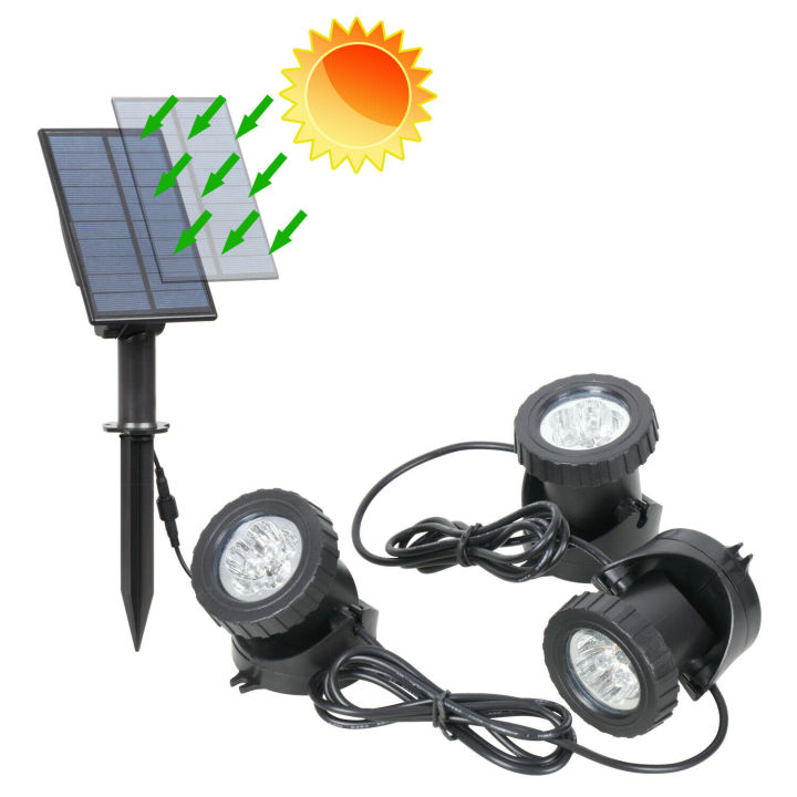 3 Submersible LED RGB Underwater Lights IP68 Waterproof Solar Pond ...