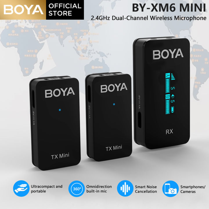 BOYA BY-XM6 S1/S2 Mini Wireless Lavalier Microphone for Android/Type-C  iPhone iPad Smartphone Mini Mic With Real-time Monitoring, Gain Adjustment  and