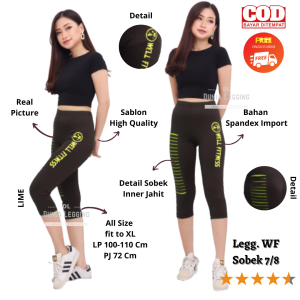 Dunia Legging  Ols - Celana Well Fitness / Zumba Wanita 7/8 Sobek Depan Olahraga / Senam / Aerobic / Yoga Import 902