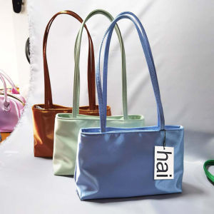 Luxury Shoulder Bags Silk Womens Handbag Square Underarm Bag Ins Famous Brand Commuter Bag Contrasting Color Macaron Totes2026