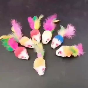 2026 CuteFleece False Mouse Cat Toys Colorful Feather Funny Interactive Play Training Toys for Kittens CatsSupplies