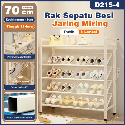 Paus Biru - Rak Sepatu 3-6 Tingkat Rangka Besi | Anti Debu Serbaguna & Aesthetic Minimalis Panjang 70-90 cm