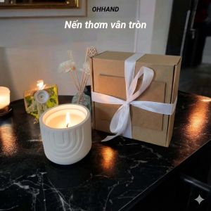 Nến Thơm Vân Tròn Có Nắp Đậy Thư Giãn Cháy Hơn 72 Tiếng Liên Tục