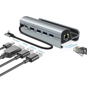 Bộ chuyển đổi hub Type C 6 trong 1 Giá đỡ Dock Steam Deck Rog Ally 6 in 1 HDMI 4K 60Hz Lan 1000Mbps 1Gbps USB 3.0