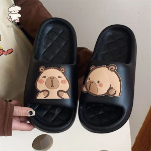 WEIYI-XXT One-Word Sandals and Slippers Cute Creative Fun Khaki Barra Capybara EVA Summer Casual Home Soft Bottom Slippers