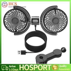 【HCS】Dual Head Car Rear Headrest Fan 3-Speed USB Brushless Automotive Fan Car Electric Cooling Fan for Car Vehicle SUV RV