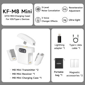 Koorfly KF-M01 Wireless Lavalier Microphone 45H Battery Noise Cancelling With Charging Case For Recording Video Audio Live Stream TikTok Youtube Vlog Interview