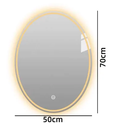 ZAM0T0 oval Bathroom mirror with light smart makeup mirror bathroom bedroom dresser hotel bathroom mirror wall mounted waterproof one-touch three-color dimmable 50*70/70*90cm
