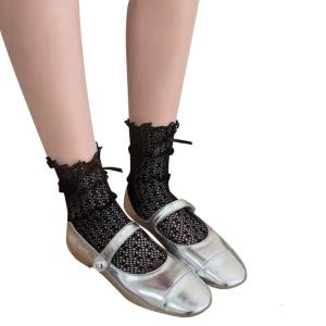 Phụ nữ ren xếp nếp vớ nơ dễ thương vớ TRIM frilly đám cưới công chúa Halloween vớ tất kiểu vận động viên dành cho phụ nữ