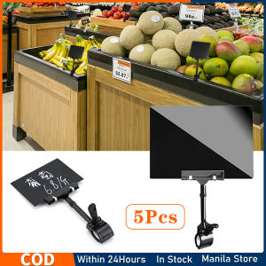 5pcs Black Merchandise Sign Price Label Tag Clips Rotatable Pop Clip Stand Display Clip Holderwith Black Display Board
