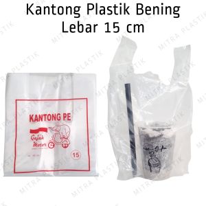 Kantong Plastik PE Bening Lebar 15 cm Isi 50 pcs Kresek Transparan Lentur