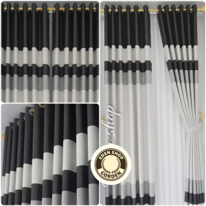 Gorden Blackout Import 6 Warna Motif Pelangi Jendela Minimalis Pintu KAMAR Model Smokring PARIAN UKURAN