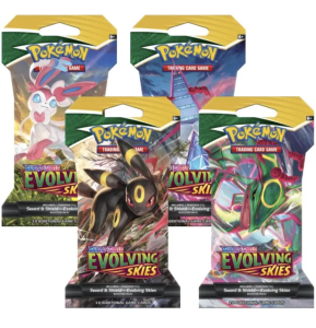 Evolving Skies Sleeved Booster Pack Art Set 4 Pack Complete Set - Pokémon TCG