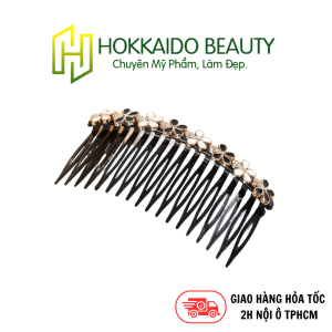Hokkaido - Lược chải tóc dành cho nữ hình bông hoa màu đen trắng