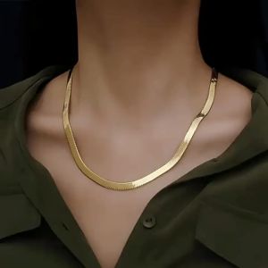 Trendy mens necklace blade chain flat snake bone chain versatile and fashionable accessory for both men and women trendy mens accessory collarbone chain